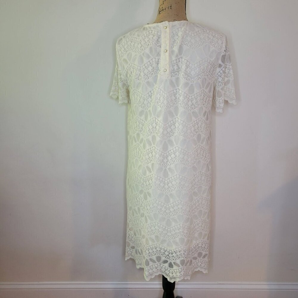 Zara Basic Collection Ivory Embroidered Lace Crew… - image 2